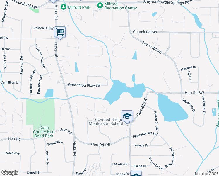 map of restaurants, bars, coffee shops, grocery stores, and more near 635 Stone Harbor Parkway Southwest in Marietta