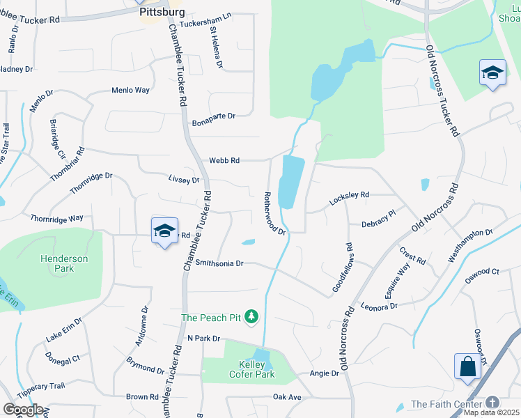 map of restaurants, bars, coffee shops, grocery stores, and more near 4274 Smithsonia Court in Tucker