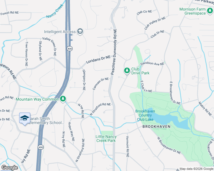 map of restaurants, bars, coffee shops, grocery stores, and more near 4221 Peachtree Dunwoody Road in Atlanta