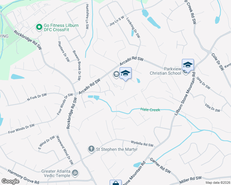 map of restaurants, bars, coffee shops, grocery stores, and more near 5125 Sunset Maple Trail in Lilburn