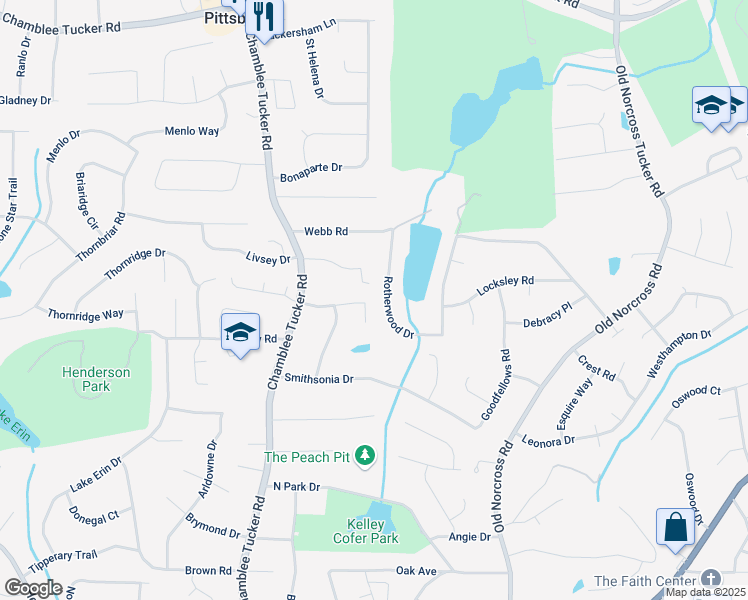 map of restaurants, bars, coffee shops, grocery stores, and more near 4274 Smithsonia Court in Tucker