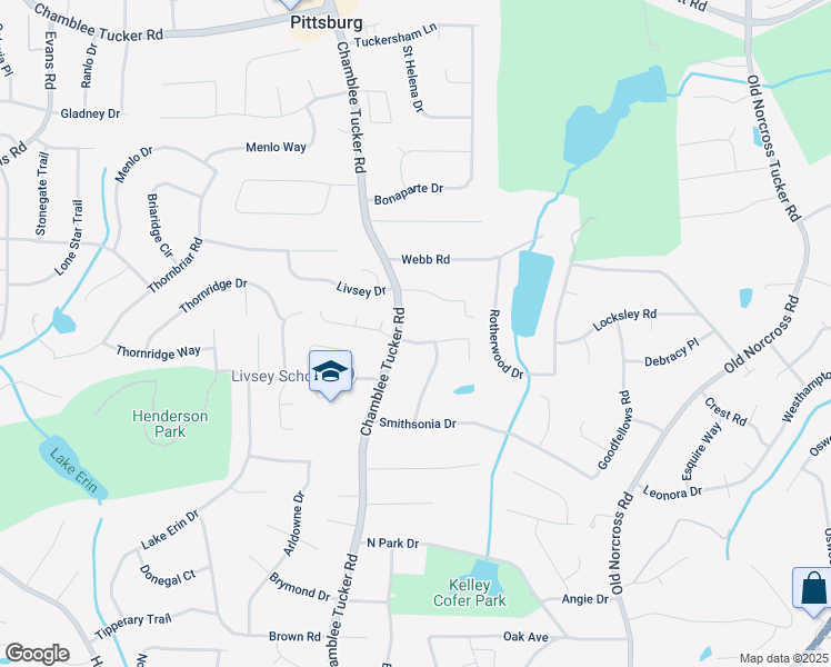 map of restaurants, bars, coffee shops, grocery stores, and more near 4214 Smithsonia Court in Tucker