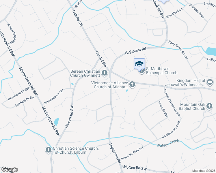 map of restaurants, bars, coffee shops, grocery stores, and more near 1489 Highpoint Road in Snellville