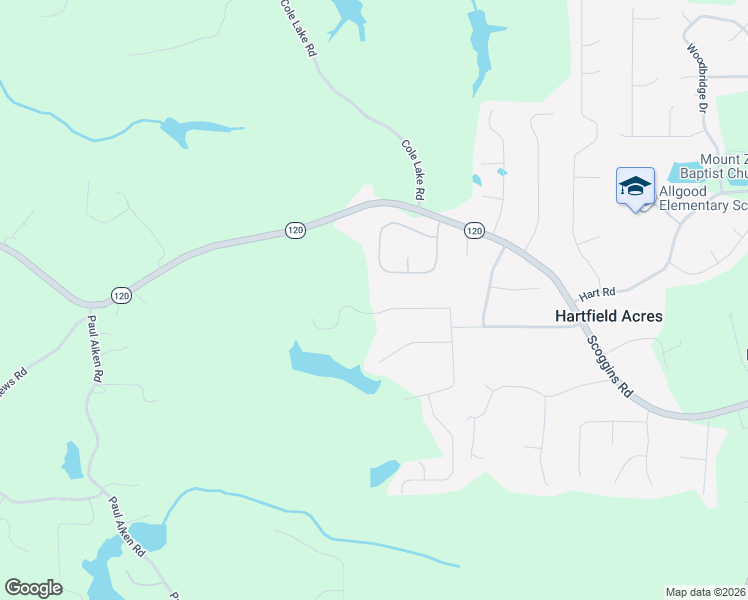 map of restaurants, bars, coffee shops, grocery stores, and more near 294 Paces Lakes Ridge in Dallas