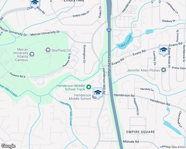 map of restaurants, bars, coffee shops, grocery stores, and more near 2804 Dunnington Circle in Atlanta