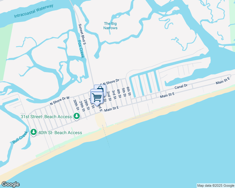 map of restaurants, bars, coffee shops, grocery stores, and more near 422 4th Street in Sunset Beach
