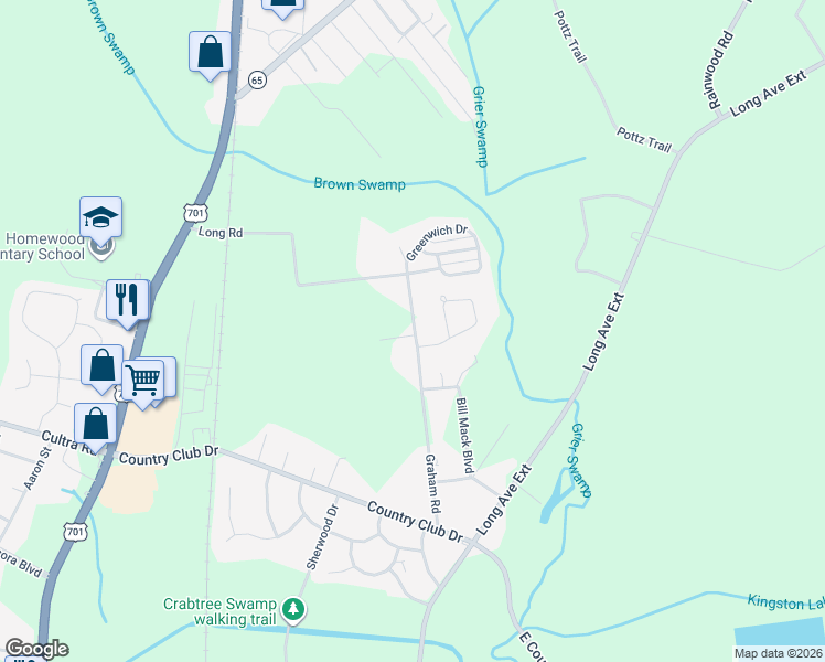 map of restaurants, bars, coffee shops, grocery stores, and more near 2828 Graham Road in Conway