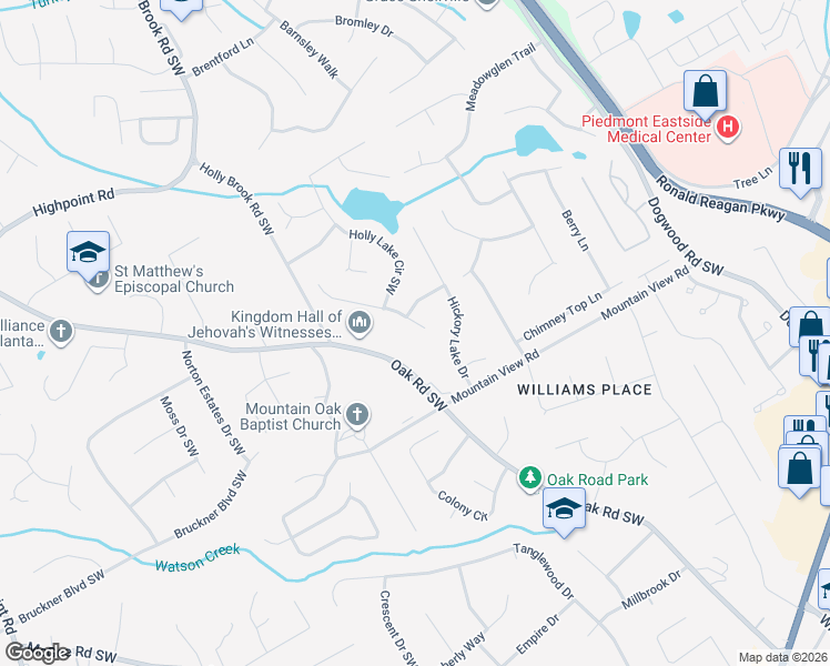 map of restaurants, bars, coffee shops, grocery stores, and more near 2630 Stokesley Way in Snellville