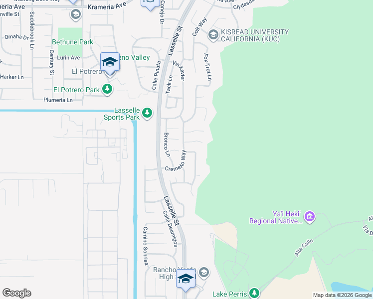 map of restaurants, bars, coffee shops, grocery stores, and more near 26146 Charismatic Court in Moreno Valley