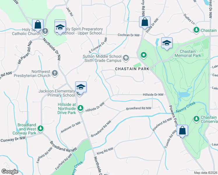 map of restaurants, bars, coffee shops, grocery stores, and more near 454 Blanton Rd NW in Atlanta