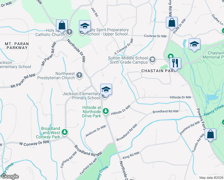 map of restaurants, bars, coffee shops, grocery stores, and more near 541 Hollydale Court Northwest in Atlanta
