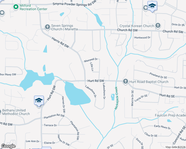 map of restaurants, bars, coffee shops, grocery stores, and more near 3391 Lilla Lane in Marietta