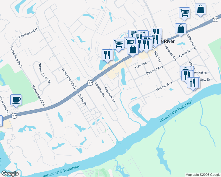 map of restaurants, bars, coffee shops, grocery stores, and more near 4322 State Spur S-26-1144 in Little River