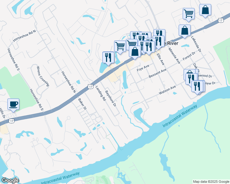 map of restaurants, bars, coffee shops, grocery stores, and more near 4335 Indian Hill Road in Little River