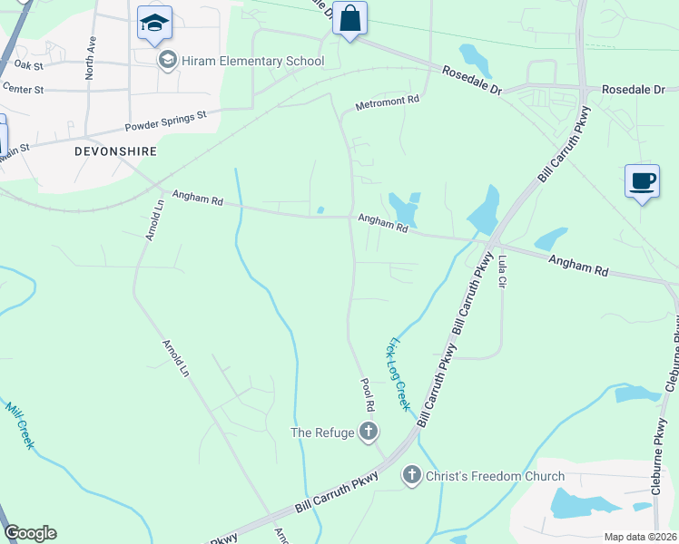 map of restaurants, bars, coffee shops, grocery stores, and more near 480 Pool Road in Hiram
