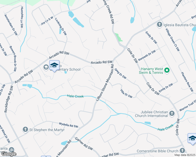 map of restaurants, bars, coffee shops, grocery stores, and more near 4720 Dufour Drive in Lilburn