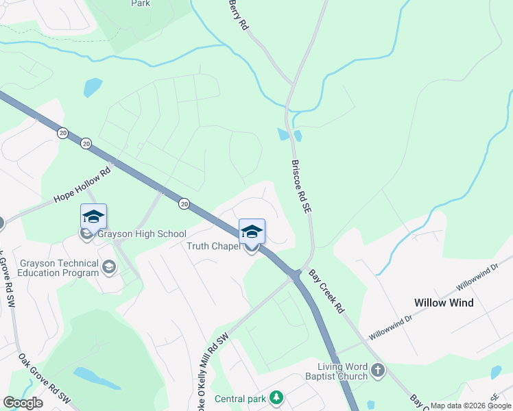 map of restaurants, bars, coffee shops, grocery stores, and more near 241 The Esplanade Way Southeast in Loganville