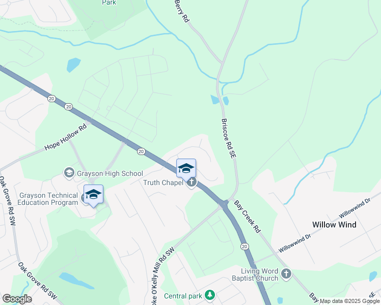map of restaurants, bars, coffee shops, grocery stores, and more near 221 The Esplanade Way Southeast in Loganville