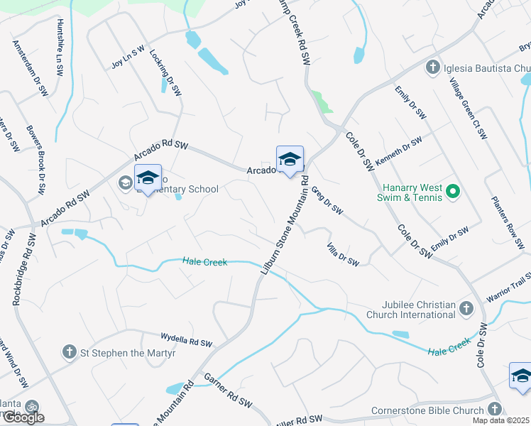 map of restaurants, bars, coffee shops, grocery stores, and more near 4720 Dufour Drive in Lilburn