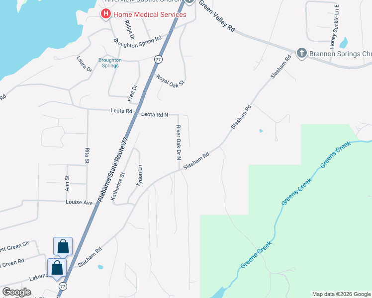 map of restaurants, bars, coffee shops, grocery stores, and more near 5630 River Oak Drive in Gadsden