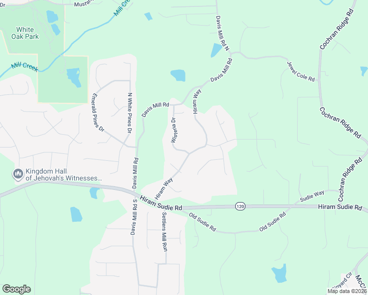 map of restaurants, bars, coffee shops, grocery stores, and more near 267 Wisteria Drive in Hiram
