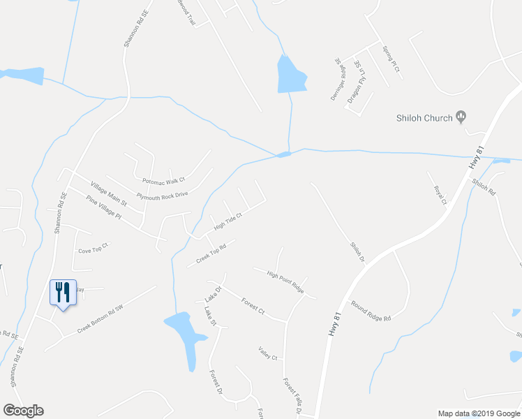 map of restaurants, bars, coffee shops, grocery stores, and more near 1161 High Tide Court in Loganville