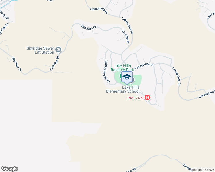 map of restaurants, bars, coffee shops, grocery stores, and more near 17109 Spring Canyon Place in Riverside