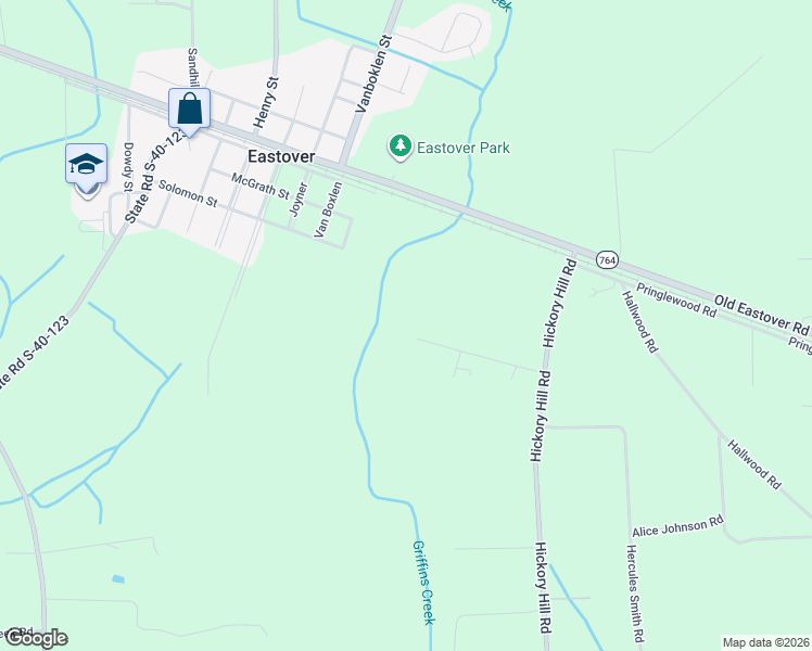 map of restaurants, bars, coffee shops, grocery stores, and more near 214 Sunny Acres Road in Eastover