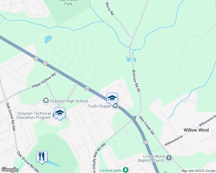 map of restaurants, bars, coffee shops, grocery stores, and more near 200 The Esplanade Way Southwest in Loganville