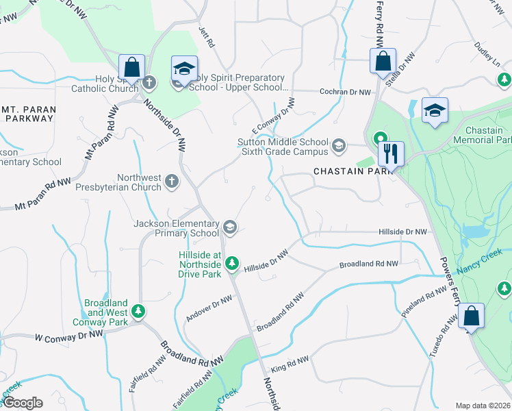 map of restaurants, bars, coffee shops, grocery stores, and more near 541 Hollydale Court Northwest in Atlanta