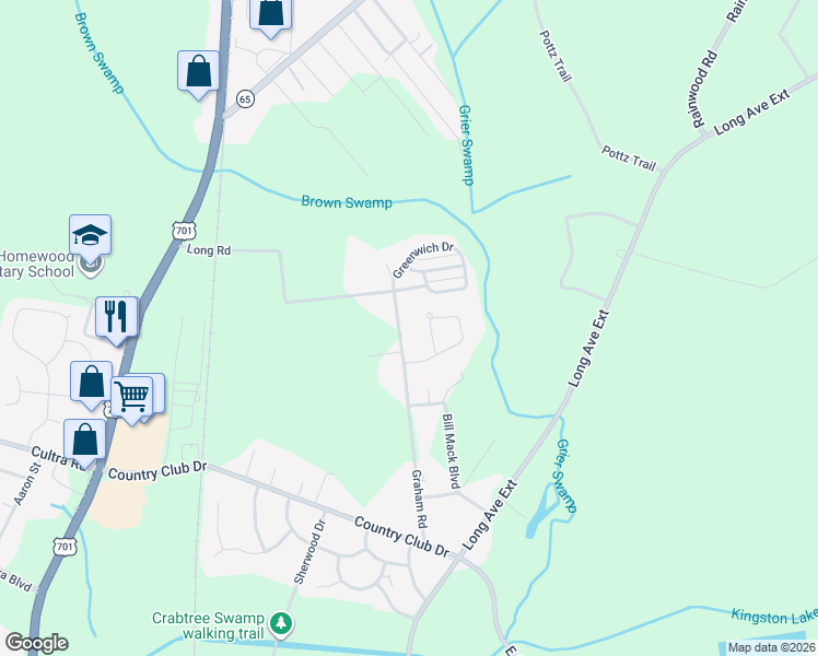 map of restaurants, bars, coffee shops, grocery stores, and more near 2828 Graham Road in Conway