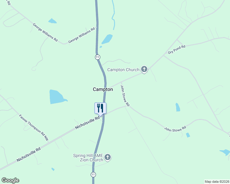 map of restaurants, bars, coffee shops, grocery stores, and more near 2730 John Stowe Road in Monroe