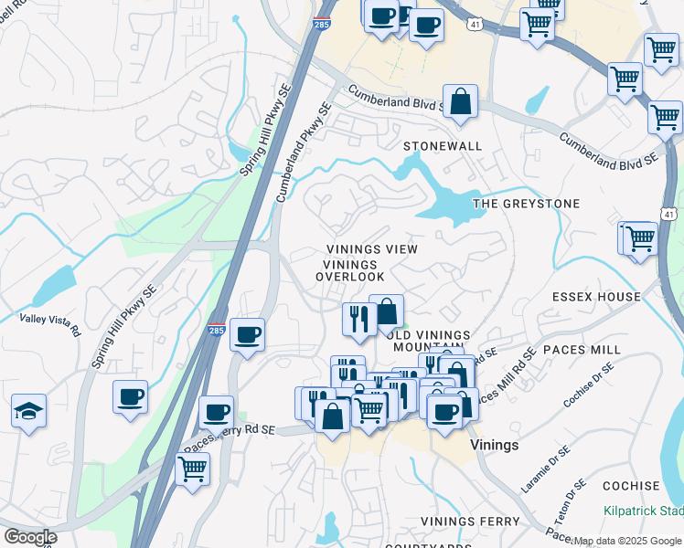 map of restaurants, bars, coffee shops, grocery stores, and more near 2794 Loftview Square in Atlanta