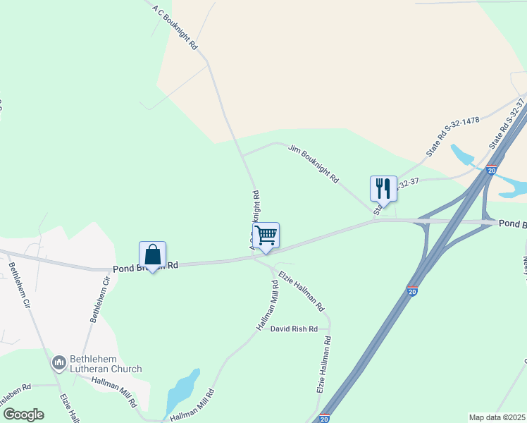 map of restaurants, bars, coffee shops, grocery stores, and more near 1143 A C Bouknight Road in Gilbert