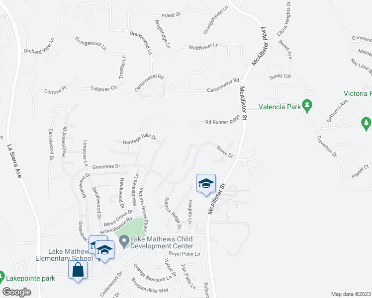 map of restaurants, bars, coffee shops, grocery stores, and more near 17149 Deep Wood Lane in Riverside