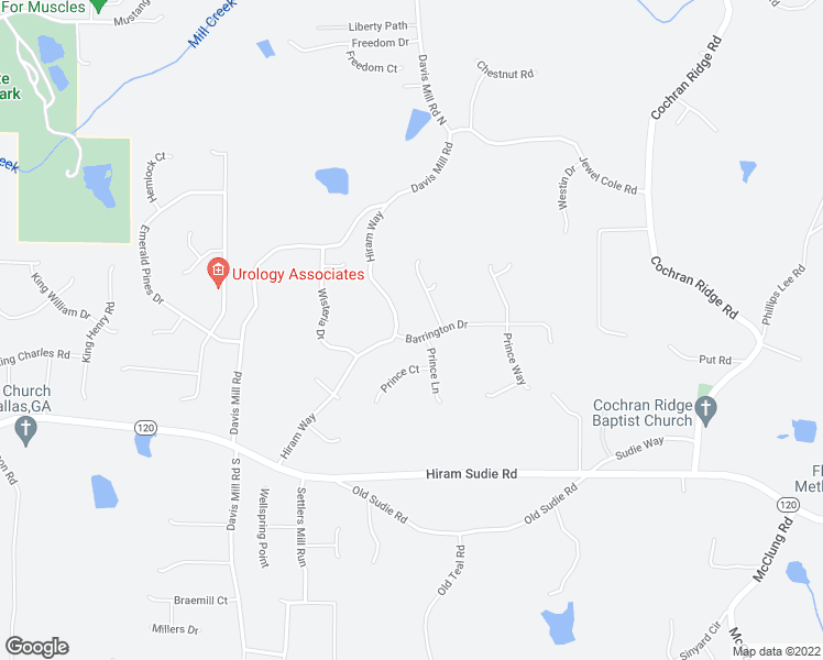 map of restaurants, bars, coffee shops, grocery stores, and more near 43 Barrington Drive in Hiram