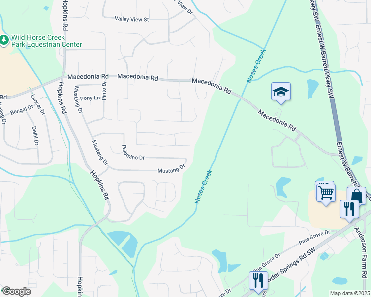 map of restaurants, bars, coffee shops, grocery stores, and more near 3364 Caley Mill Drive in Powder Springs