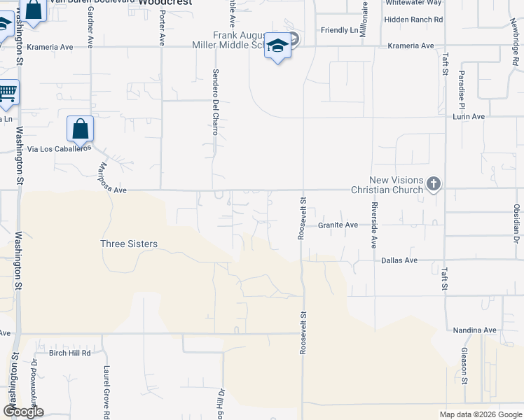 map of restaurants, bars, coffee shops, grocery stores, and more near 17141 Golson Avenue in Riverside