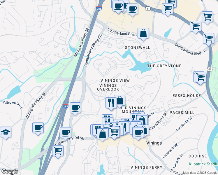 map of restaurants, bars, coffee shops, grocery stores, and more near 2794 Loftview Square in Atlanta