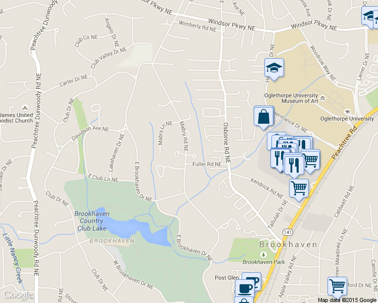 map of restaurants, bars, coffee shops, grocery stores, and more near 1076 Brookhaven Square NE in Atlanta