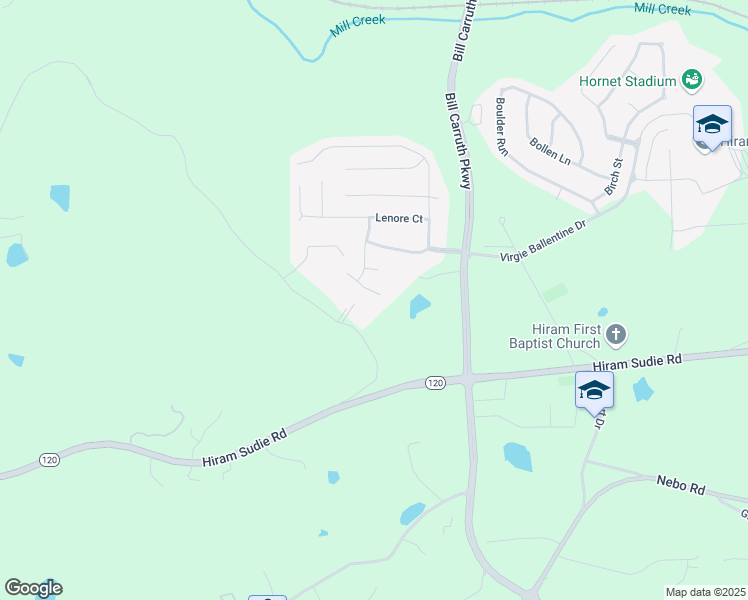 map of restaurants, bars, coffee shops, grocery stores, and more near 60 Kennedy Court in Hiram