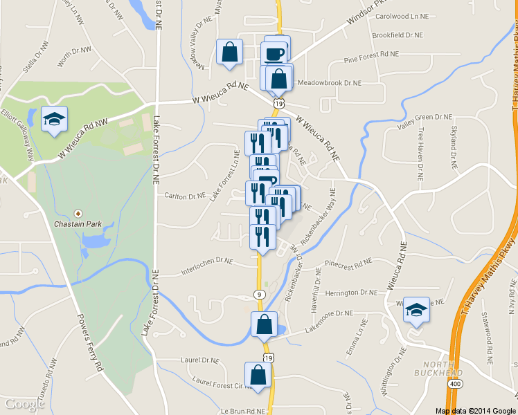 map of restaurants, bars, coffee shops, grocery stores, and more near 4280 Roswell Road in Atlanta