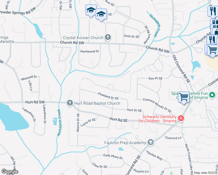 map of restaurants, bars, coffee shops, grocery stores, and more near 3269 Polo Run Circle in Smyrna