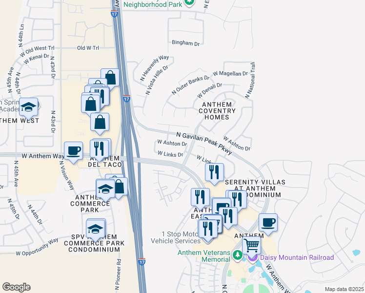 map of restaurants, bars, coffee shops, grocery stores, and more near 3816 West Links Drive in New River