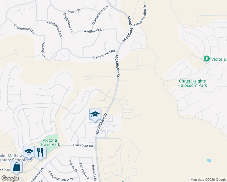 map of restaurants, bars, coffee shops, grocery stores, and more near 17068 Mountain Crest Court in Riverside