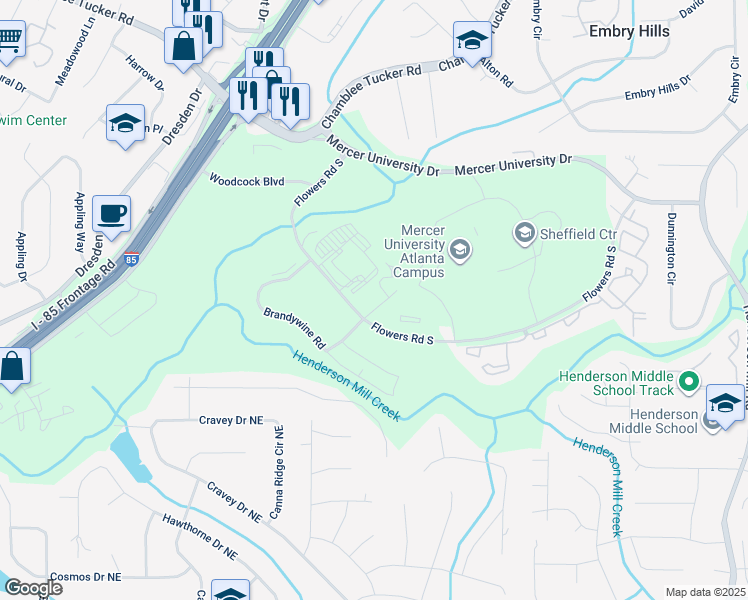 map of restaurants, bars, coffee shops, grocery stores, and more near in DeKalb County
