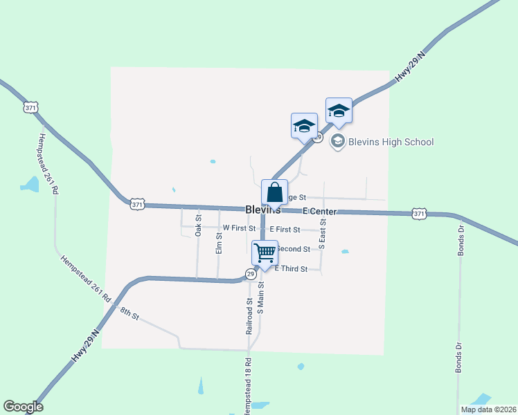 map of restaurants, bars, coffee shops, grocery stores, and more near in Blevins