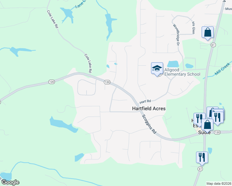 map of restaurants, bars, coffee shops, grocery stores, and more near 45 Paces Meadows Drive in Dallas