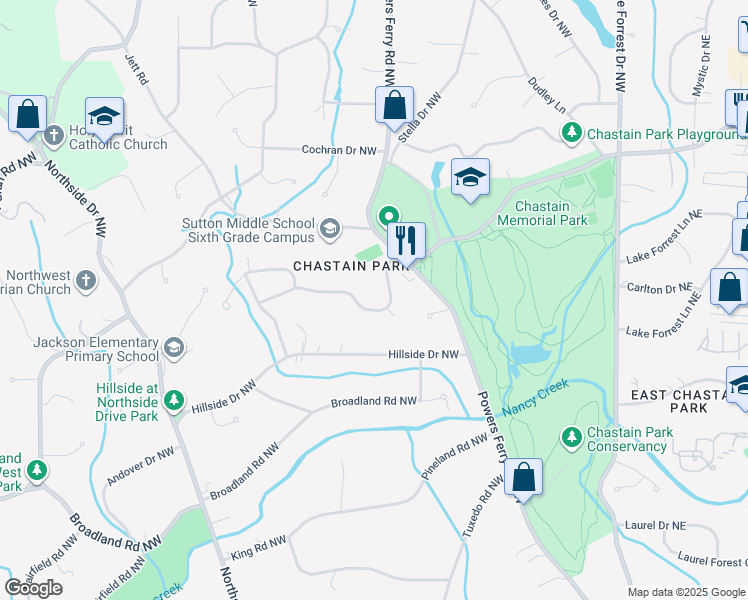 map of restaurants, bars, coffee shops, grocery stores, and more near 312 Blanton Road Northwest in Atlanta