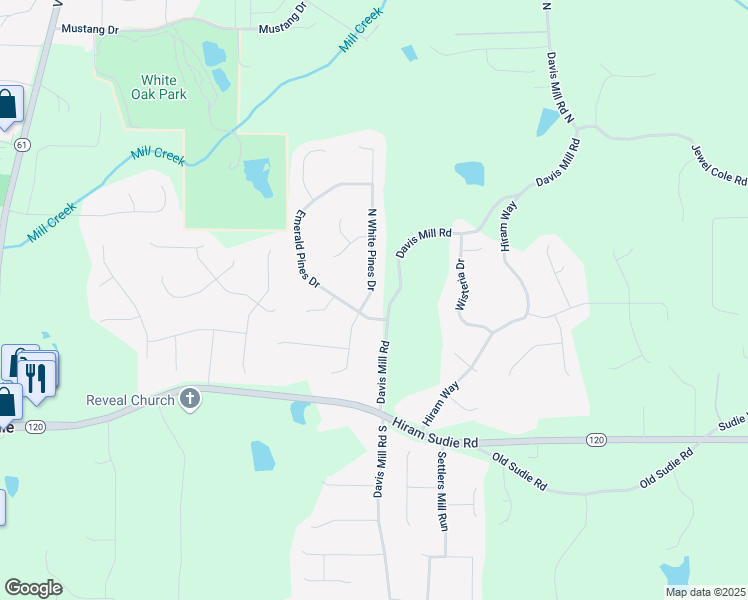 map of restaurants, bars, coffee shops, grocery stores, and more near 405 White Pines Drive in Dallas